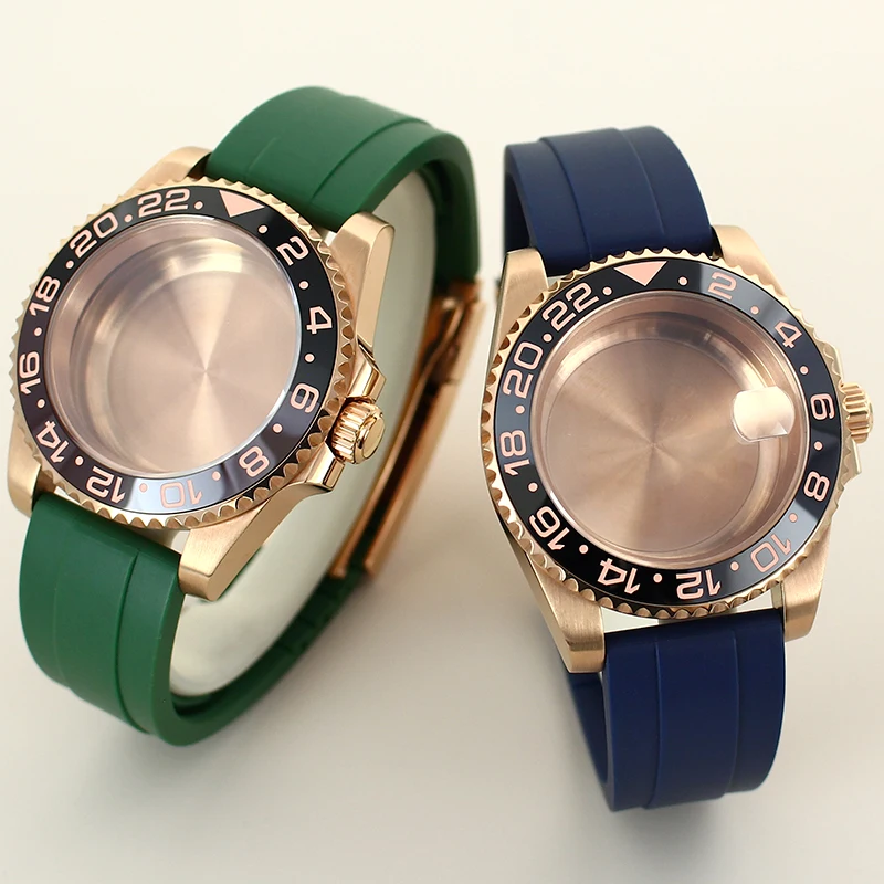 

40mm NH35 Watch Case Sapphire Crystal For GMT Seiko NH34 NH35 NH36 NH38 Miyota 8215 ETA 2824 Automatic Movement Rubber Bracelet