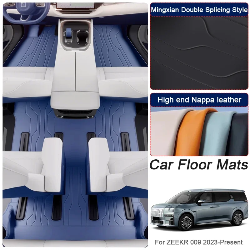 

For ZEEKR 009 2023-Present Custom Nappa Leather Anti-Slip Car Foot Protect Mat Auto Luxury Waterproof Floor Pad Accessory