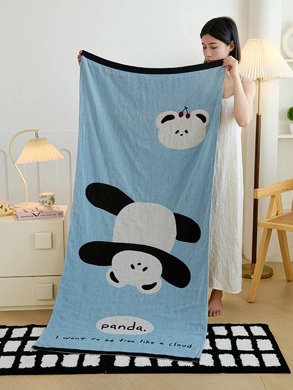 

Банное полотенце класса А из чистого хлопка, впитывающее, четырехслойное, для детей и взрослых, с милым мультяшным дизайном для пар, новинка 2025 года