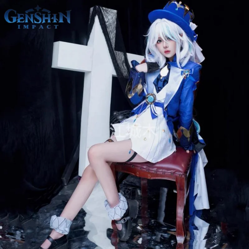 

New Game Genshin Impact Focalors Cosplay Furina Hat Full Set Outfit Carnival Women'S Outfit Dress Halloween Costume