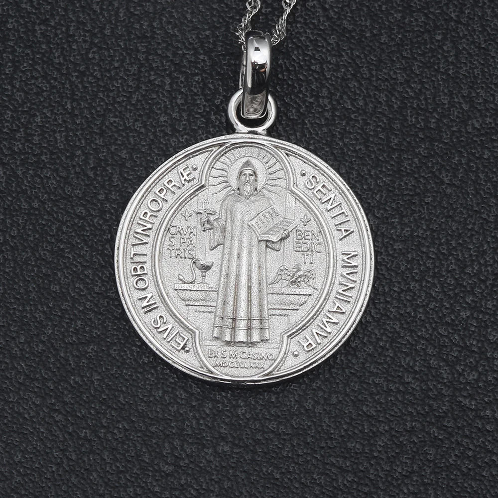 Saint Benedict Medal Necklace Catholic Talisman Pendant Protection Jewelry for Men or Women