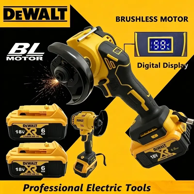DeWALT Cordless 4 Inch Brushless Digital Display Angle Grinder Polishing Grinding Machine Electric Cutting Tools for 18V Battery