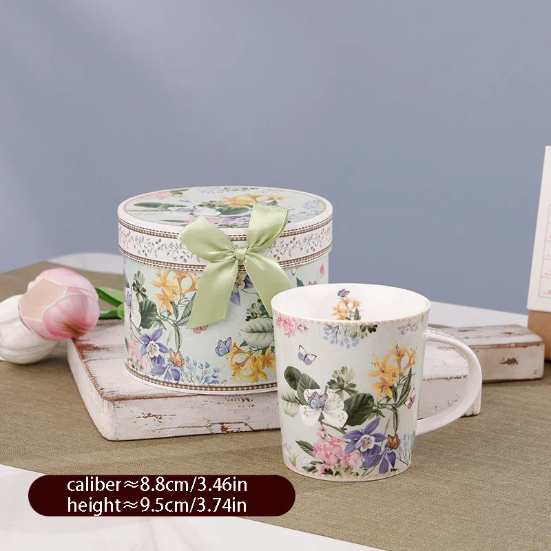 Pretty Cartoon Style High Temperature Fired Ceramics Coffee Mug Set Glazed Color Process High-Capacity Gift Box Packaging Cup