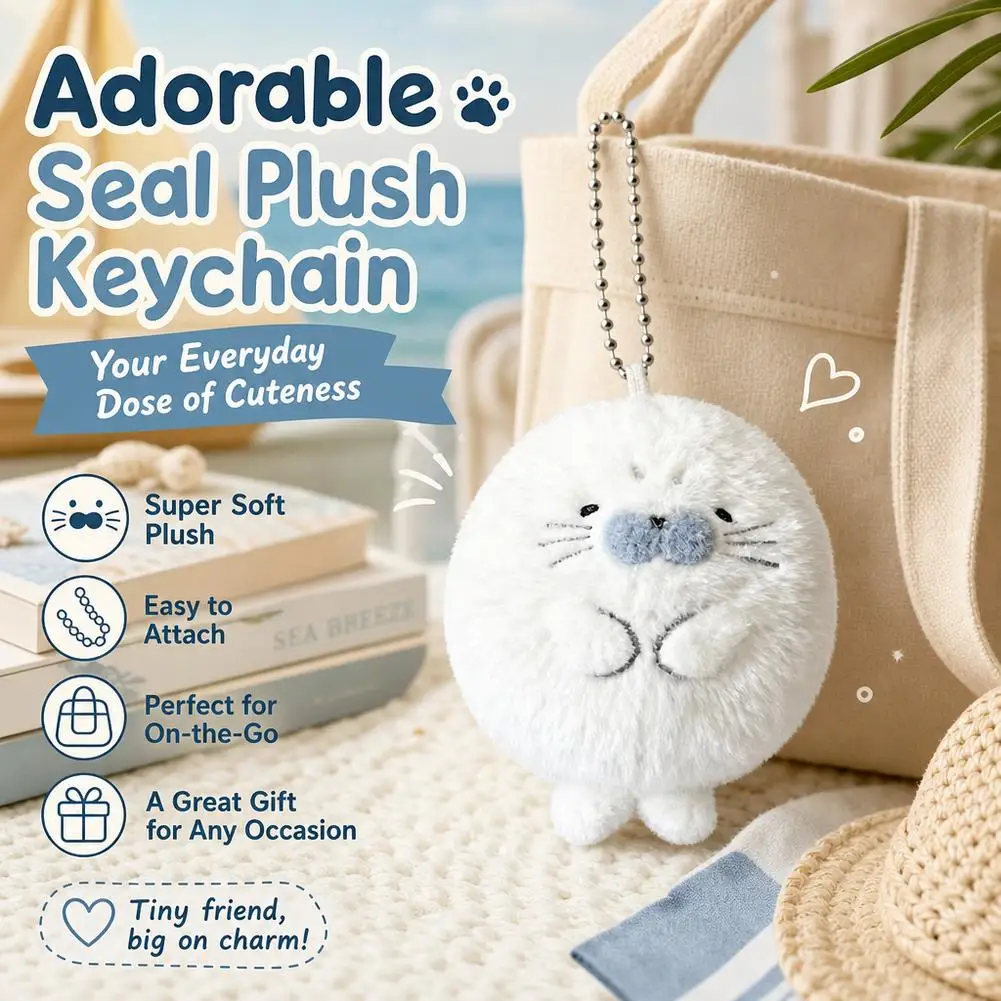 Cartoon Plush Seal Keychain Pendant Doll Mini Marine Animal Plush Keyring Backpack Pendant Decor Kawaii Pendant Dolls