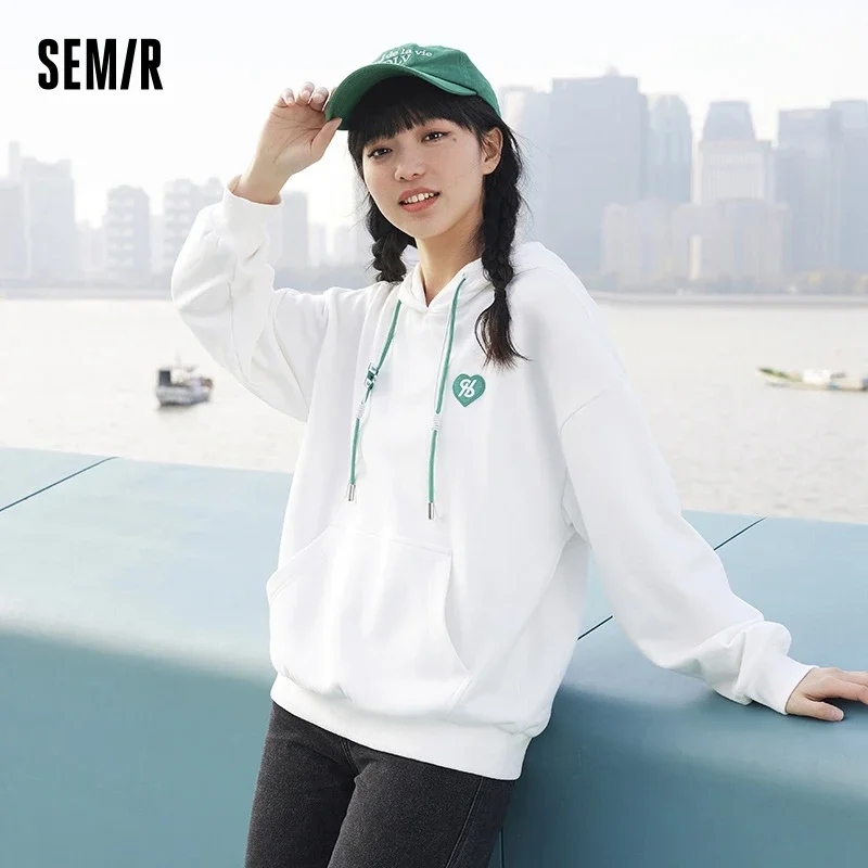 Semir Sweatshirt Women Off-Shoulder Inner Wear 2023 Spring New Loose Hooded Pullover