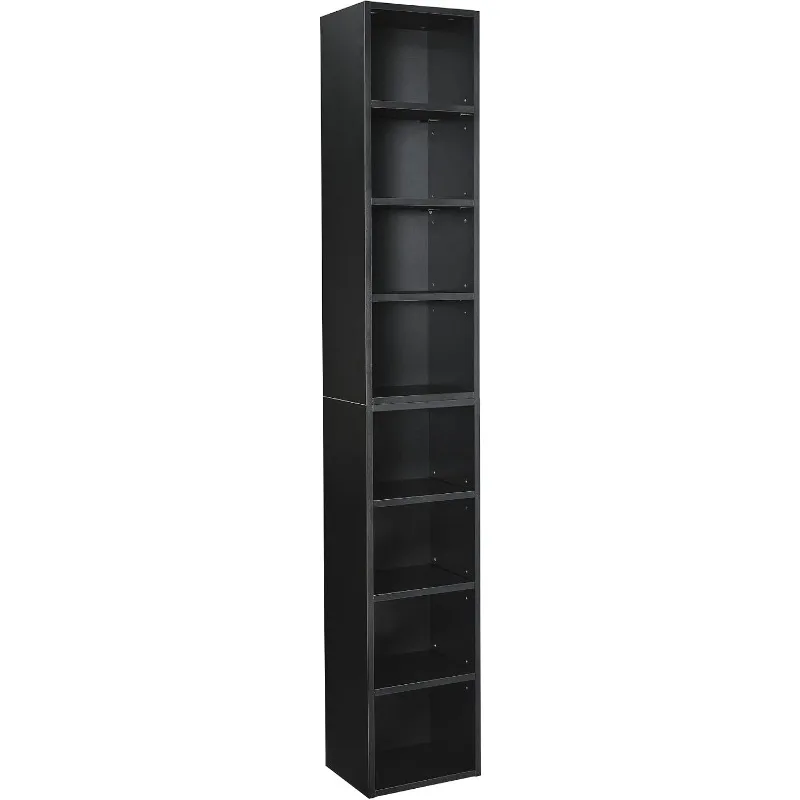 Tall Narrow Storage Cabinet, Open Display Bookshelf for Home Office, Multi-Functional Double-Decker Bookcase, Media Tower Rack,S
