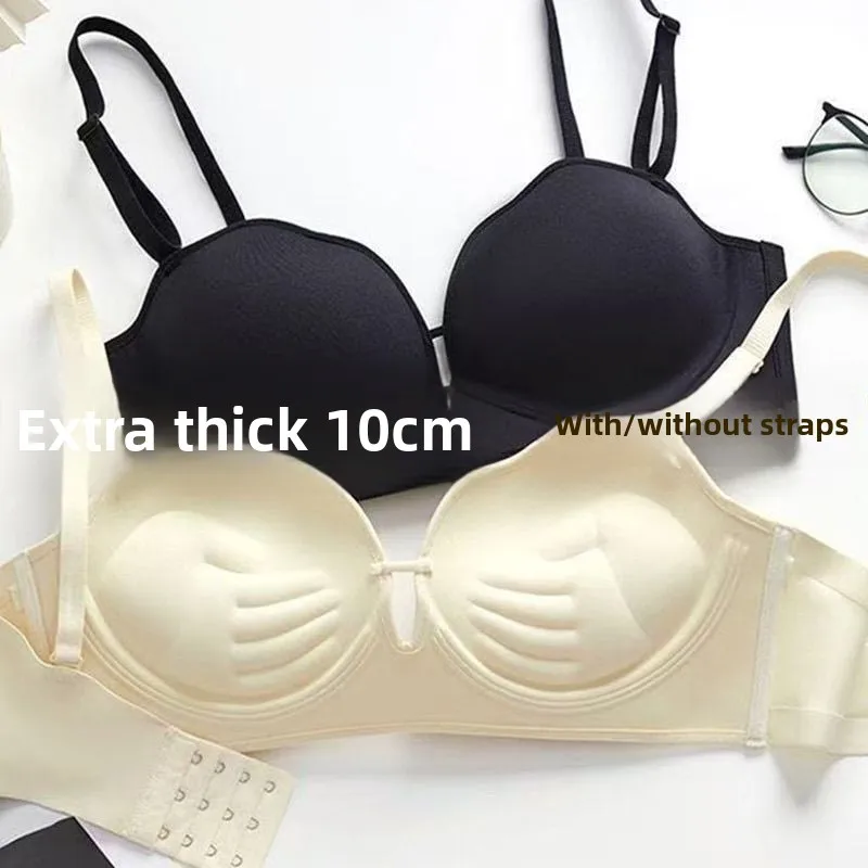 

Бюстгальтер пуш-ап без бретелек 10 см для маленькой груди, ультра мягкий клейкий бюстгальтер, нескользящая чашка для рук, невидимый усилитель бюста с открытой спиной