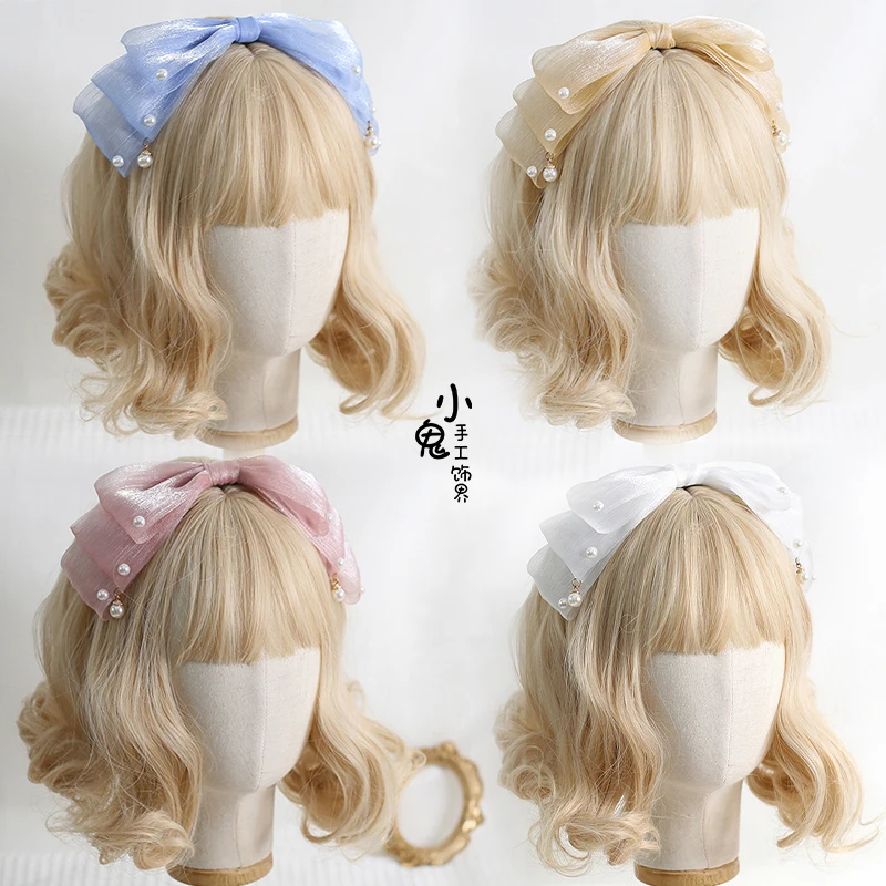 

Japanese Style Mermaid Pearlescent All-Match Headband Daily Elegant Bow Headband Lolita Fra Miss KC Headwear