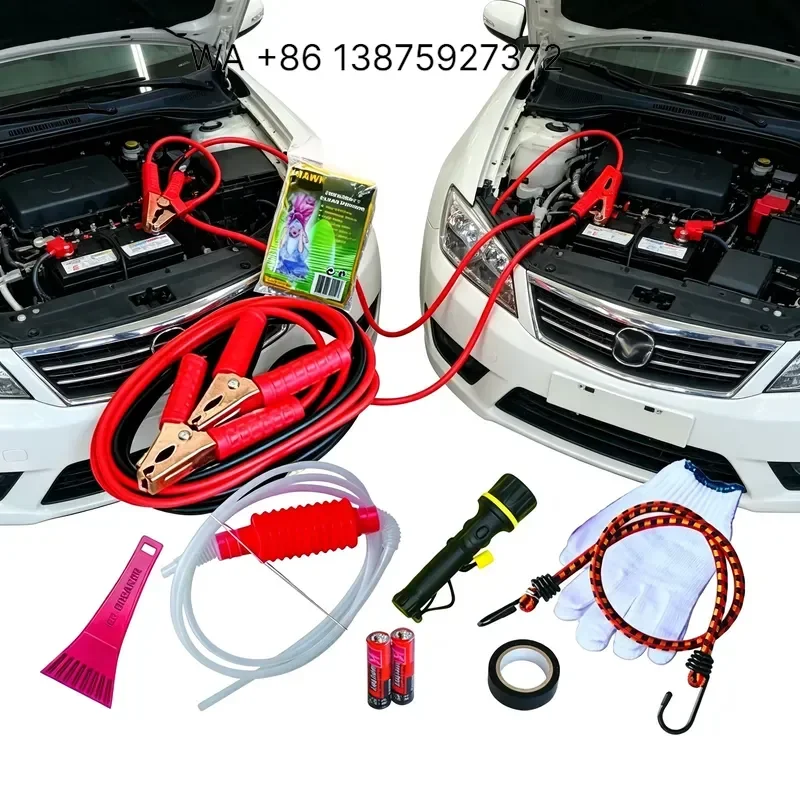 Wmwmnu Winter Car Emergency Safety Kit Complete Road Rescue Tool Pack with Jumper Booster Cables for Road Trip and Cold