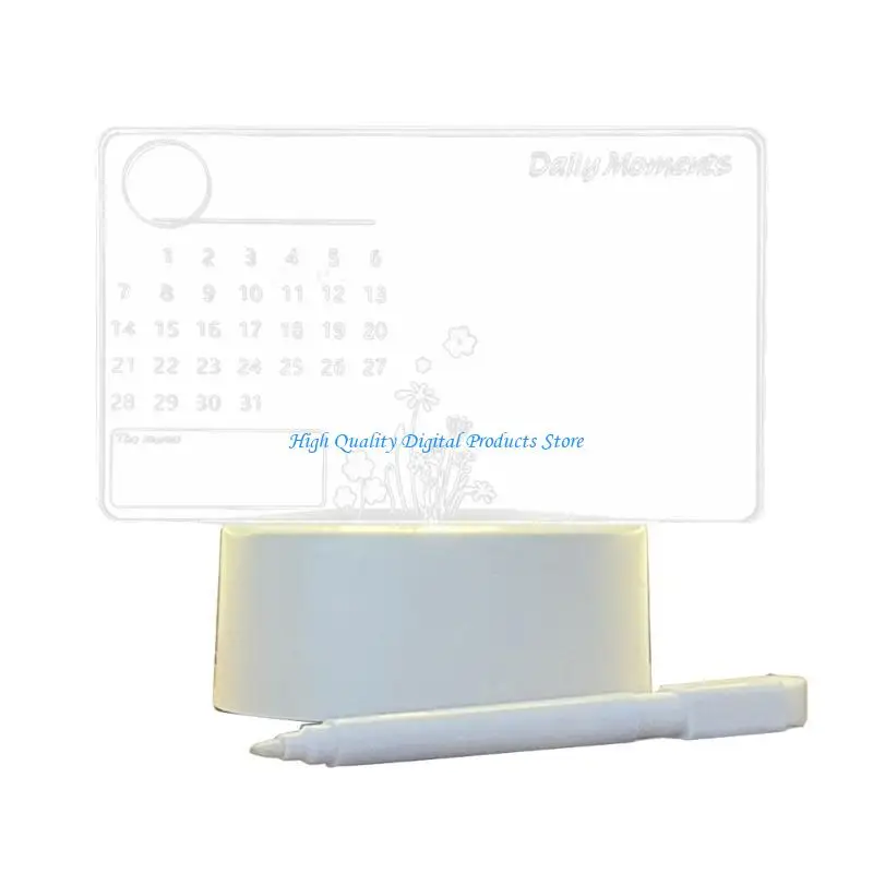U2JE Clear Acrylic Calendar Planner Reusable Calendar Acrylic Board with LED Light and Stand Marker Pen Included