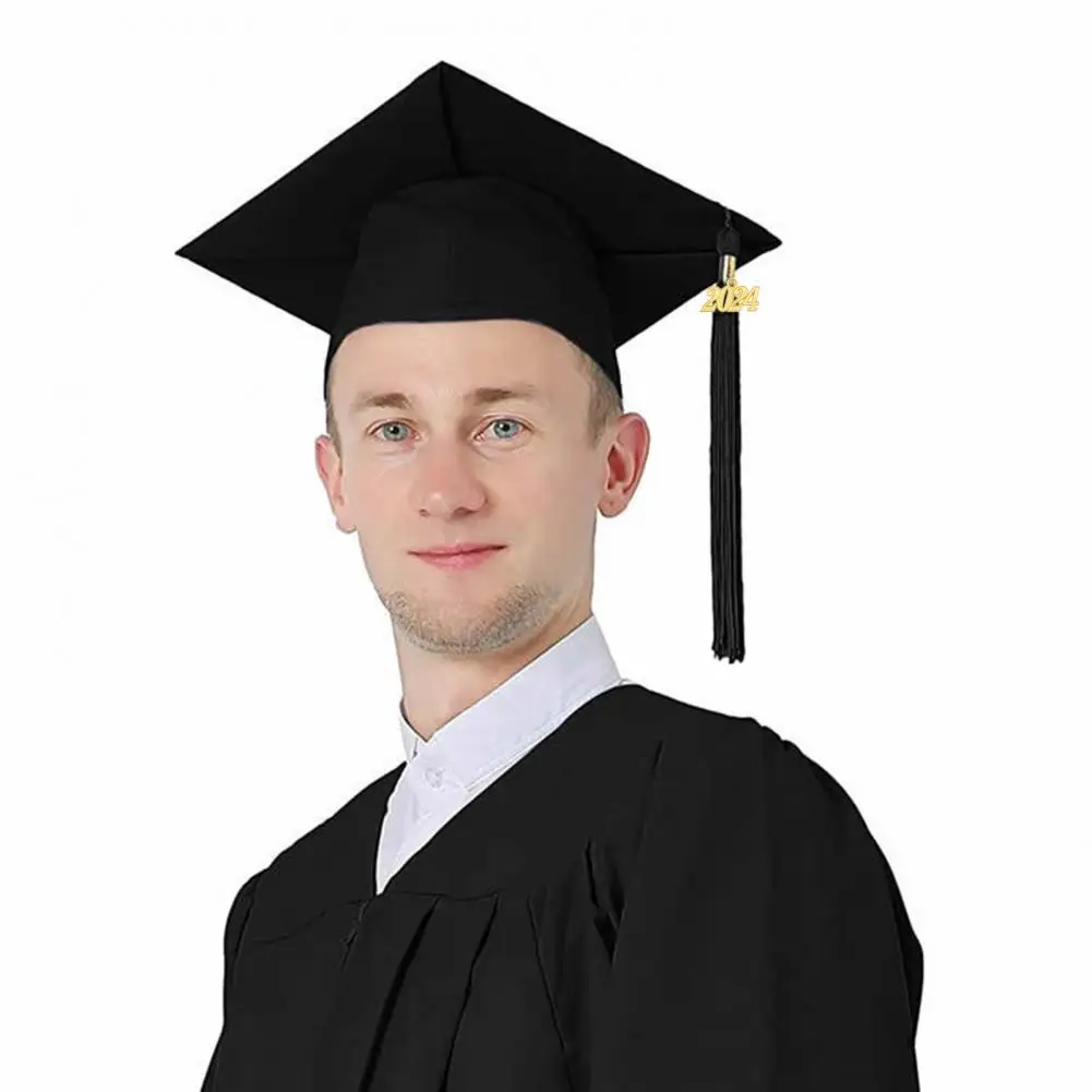 2024 Graduation Hat with Tassel Academic Dress Hat High School Bachelor Graduation Hat Trencher Doctor Caps School Uniforms Cap