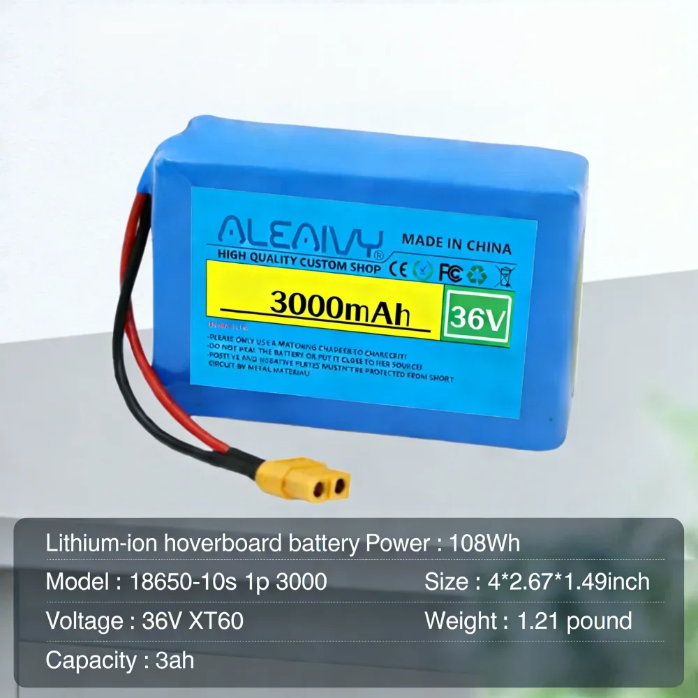 36V 3000mAh 10s2p Battery,Packs Rechargeable Lithium Ion 18650 Battery  for electric self-suction hoverboard unicycle.