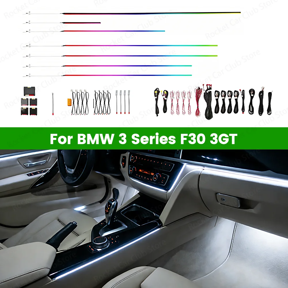 

For BMW 3 Sories F30 3GT Car Soft decorative strip Colour Symphony Atmosphere Lamp APP 256 Color RGB Colorful Atmosphere Light