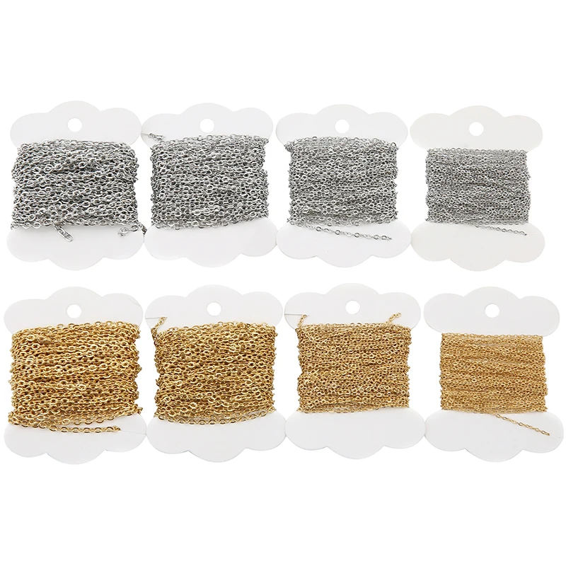 5meters PVD Never Fade Stainless Steel Necklace Chains Bulk Dia 1 1.5 2 2.5mm Bracelets Link Chains Lot for Diy Jewelry Making