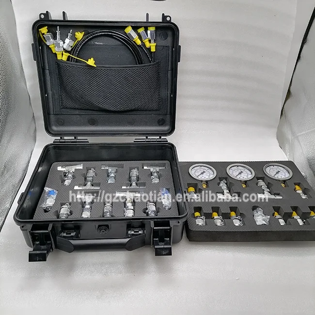 طقم اختبار قياس الضغط الهيدروليكي للحفارة العالمية 3 طقم مقاييس مع صندوق موصل المحملة المشترك