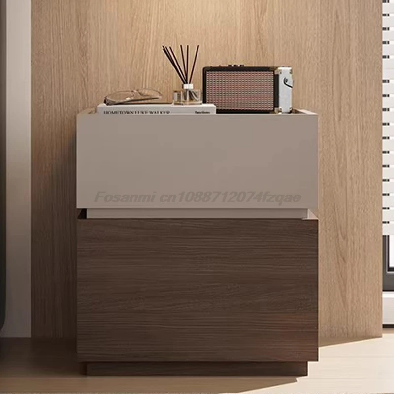 Italian Minimalist Nightstand With Safe Box Smart Storage Cabinet Luxury Modern Bedside Table Secure Private Bedroom Side Unit