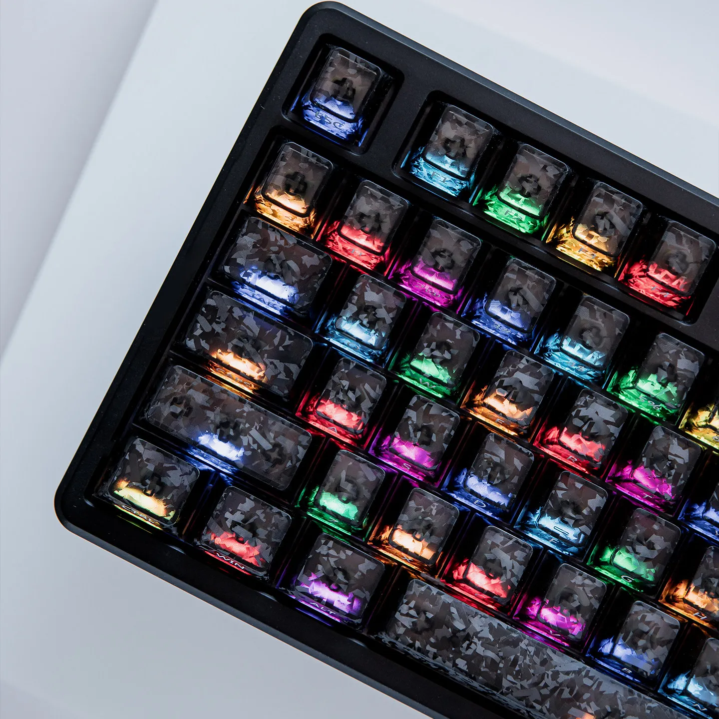 132 Keys Forged Carbon Keycaps Cherry Profile Side Print RGB Backlit Carbon Fiber Texture Key Caps for Cherry MX Switche Keyboad