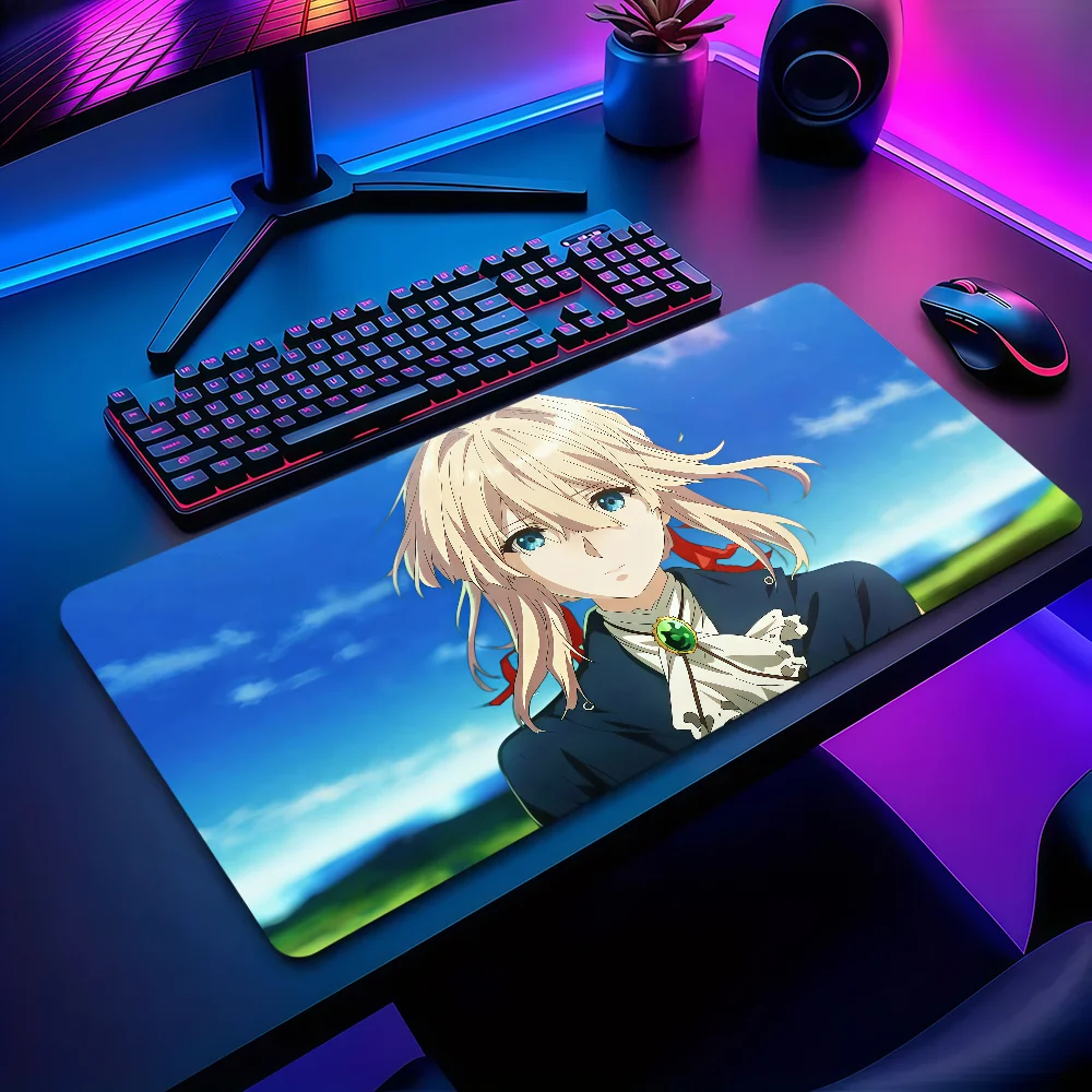 Anime V-Violet Evergarden Mouse Pad Large Non-slip Lockedge Desktop Computer Desk Mat Keyboard MousePad Office Gamer Student