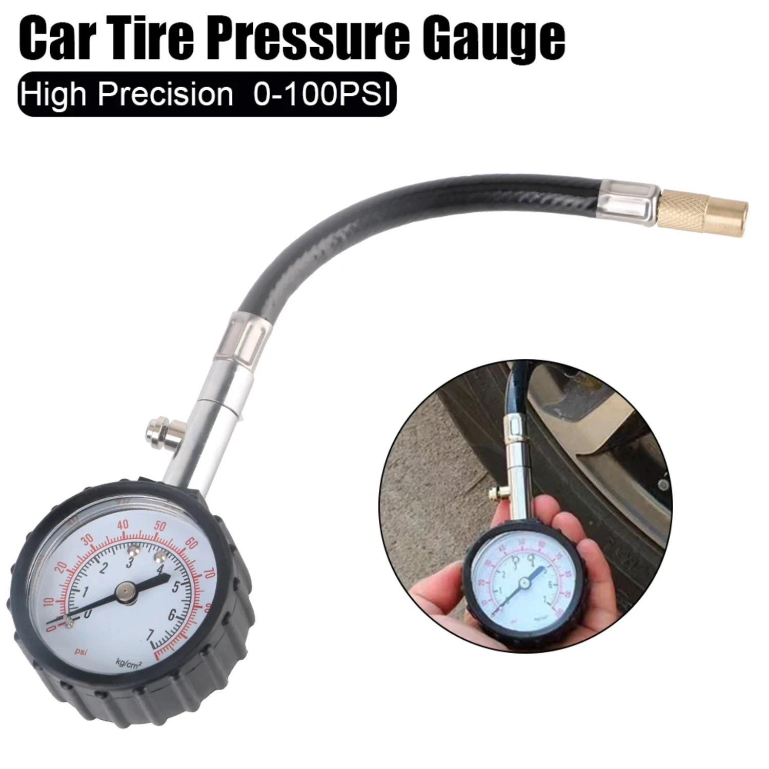 

Monitor Auto Motorcycle Monitoring System High Precision Car Tire Pressure Gauge Long Tube Meter Tyre Air Tester 0-100PSI