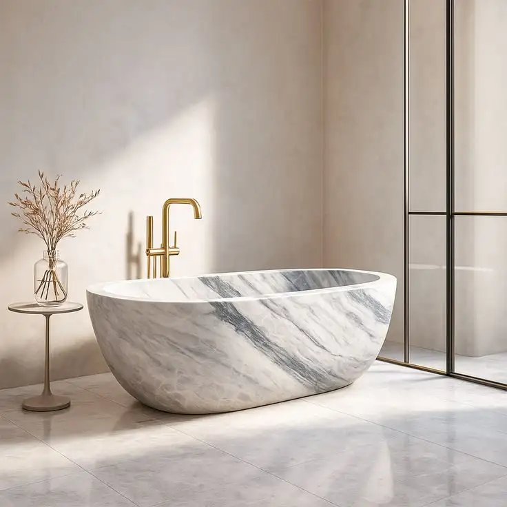 Modern Customizable Freestanding Marble Bathtub for Hotel Villa Bathroom Decoration