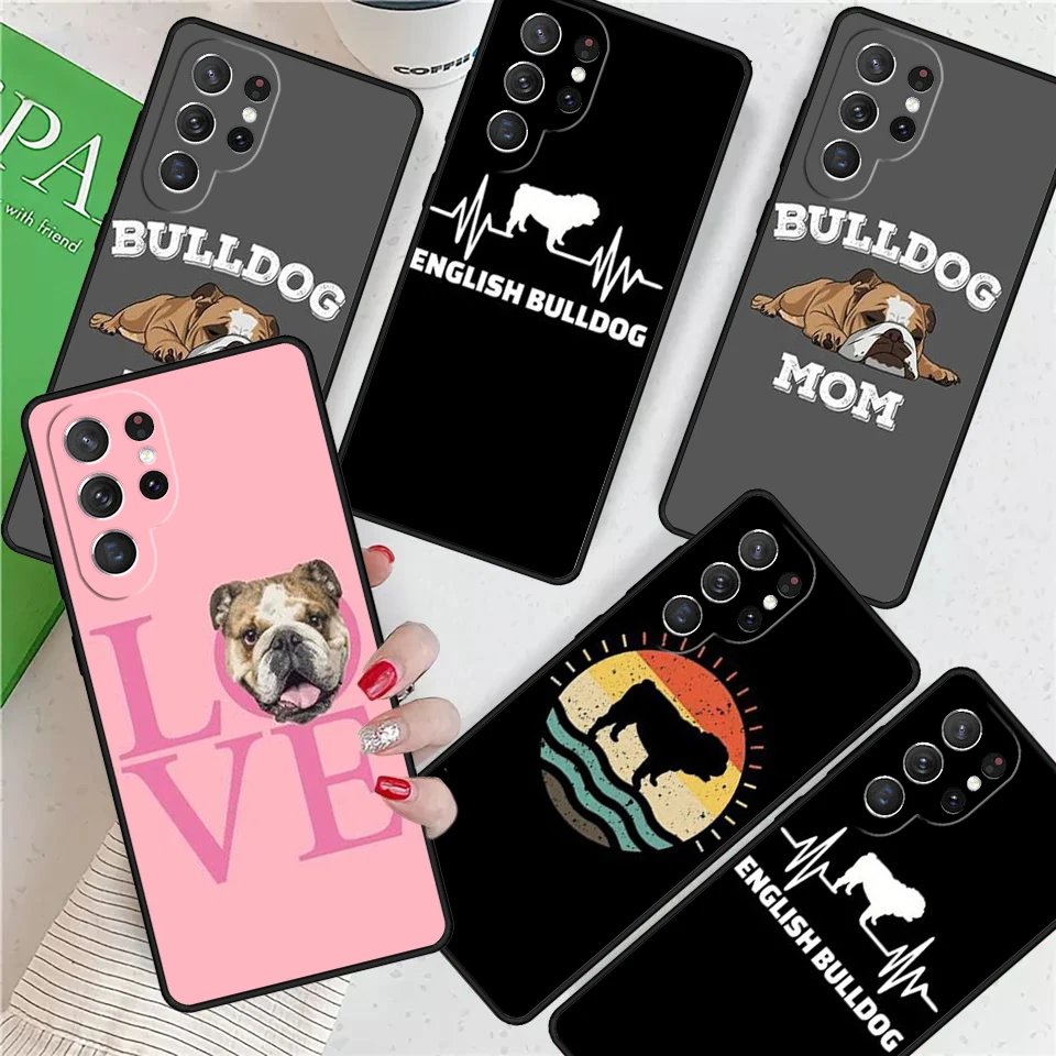 English Bulldog Heartbeat For Samsung Galaxy S24 Ultra S21 S22 S8 S9 S10E Note 10 20 Plus FE S23 Phone case Cover Coque