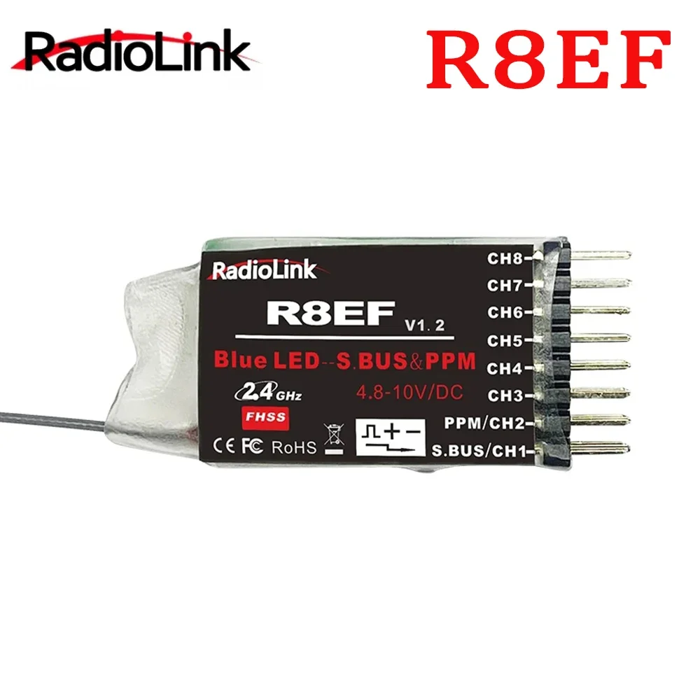 Radiolink R8EF 2.4Ghz 8 채널 RC 리시버 지지대 S-Bus/PPM/PWM 신호, 8CH T8FB T8S RC 송신기, RC 자동차 보트 비행기용