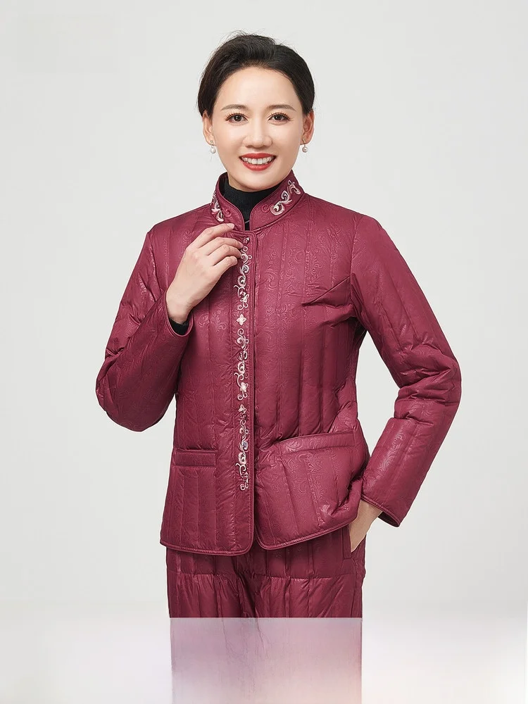 

Snow Mid-Fly Spring New Style Women's down Underwear Slim Fit Floral Patterned Mommy Style Warmth Elderly Clothing