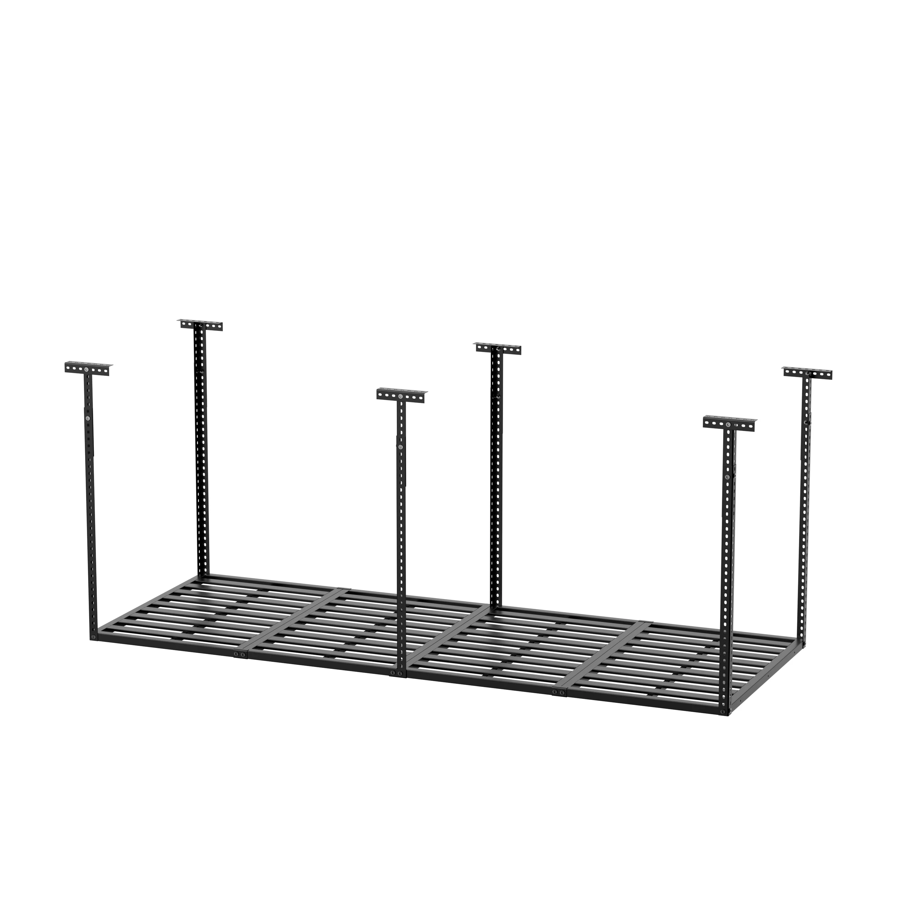 3x8 overhead garage-opbergrek, robuuste verstelbare plafondgemonteerde opbergrekken, draagvermogen 750LBS, zwart