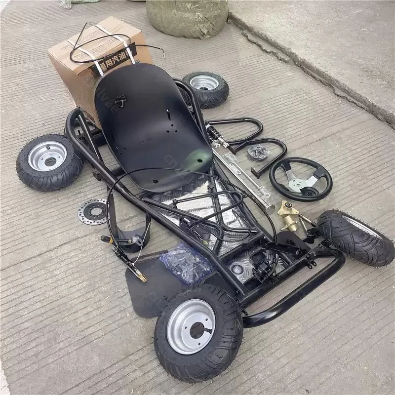 168CC Modified Go Kart Accessories, Full Chassis and 4 Wheel ATV Road Tire Assembly Replacement Parts