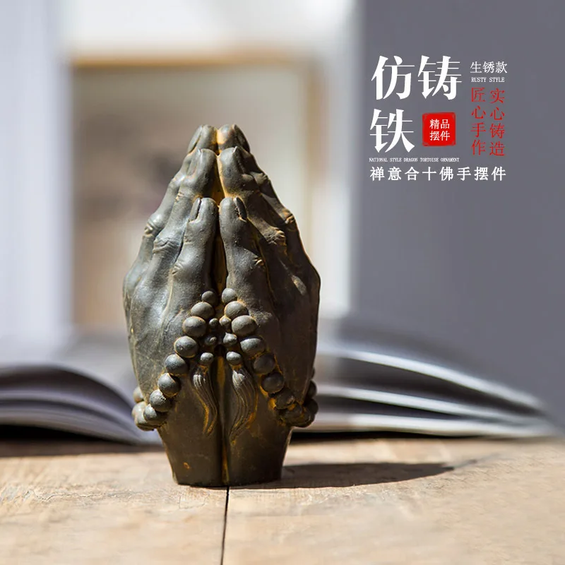 

Китайский дзен-стиль Будда Ручной кабинет Домашний настольный орнамент Антикварная стойка Винтаж Ремесленное украшение ручной работы