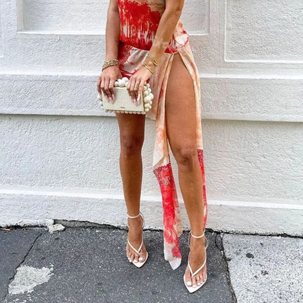

Leather Pointed Peep Toe Ankle Strap Buckle Sandals Solid Split Toe Thin High Heel Women Stiletto Bows Slingback Summer 2024 New