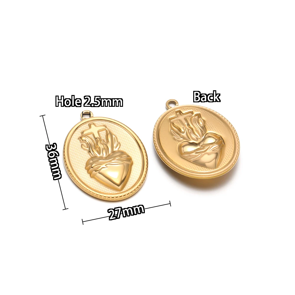 5pcs Stainless Steel Gold Oval Jesus Charms Cross Pendants for DIY Jewelry Earrings Making Findings Women Necklace Bracelet view 2