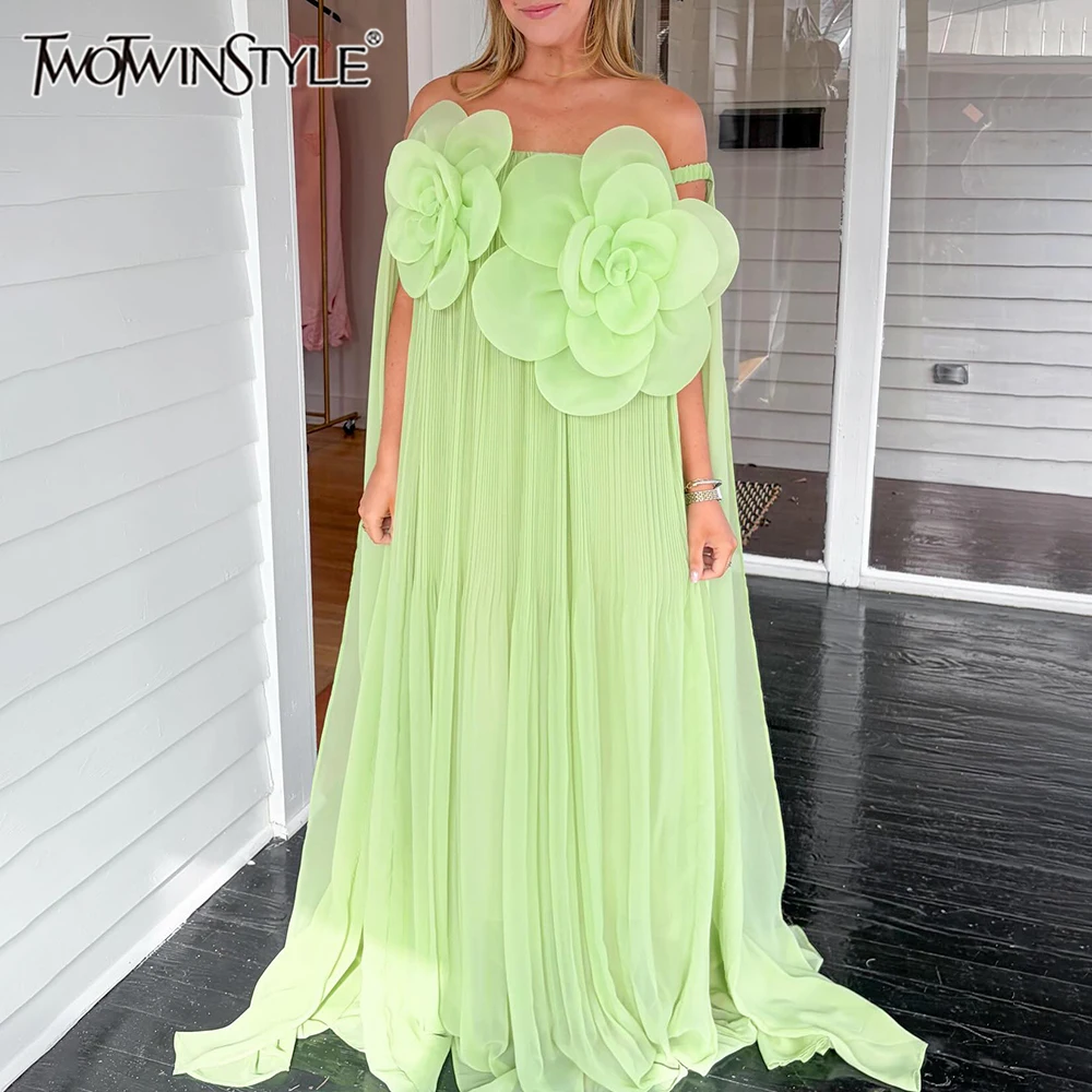 

Платье TWOTWINSTYLE с объемными 3D цветами, свободного кроя, с рукавами реглан, в стиле пэчворк, из сетки, элегантное, для женщин, модный стиль