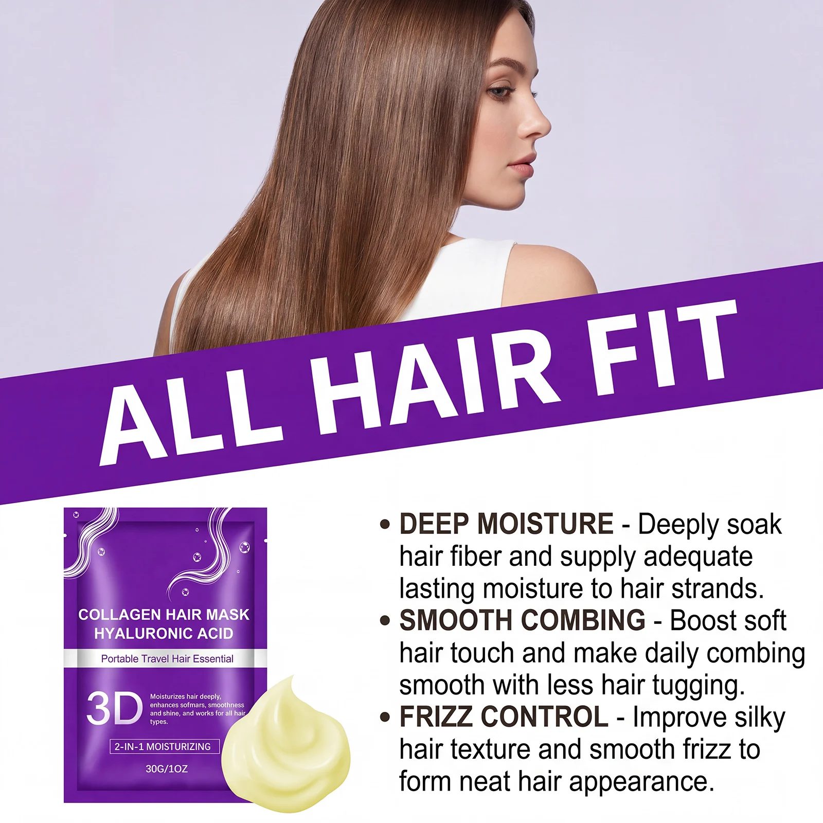Collagen Hair Mask Treatment Deep Conditioning Moisturizing Mask For Dry Damaged Frizzy Hair Smoothing Silky Shine Repair Care