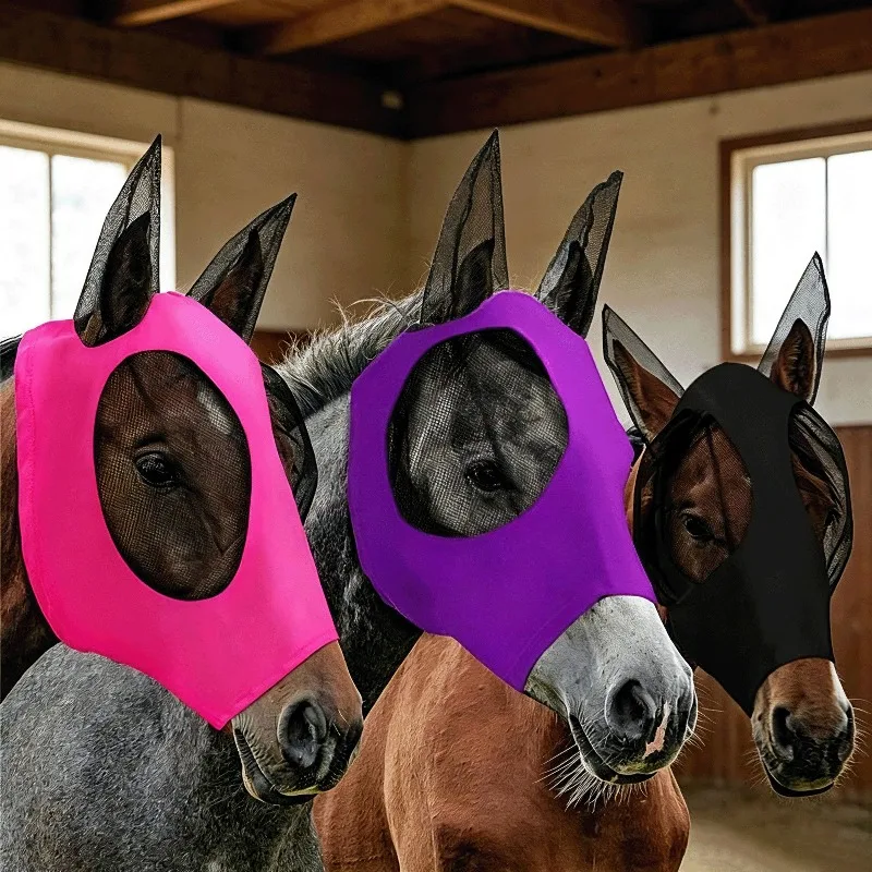 

Windproof Sand-proof Horse Mask Adjusted Breathable Anti-mosquito Anti-fly Bite Horse Head Can Be Removed Cleaned Horse Hood