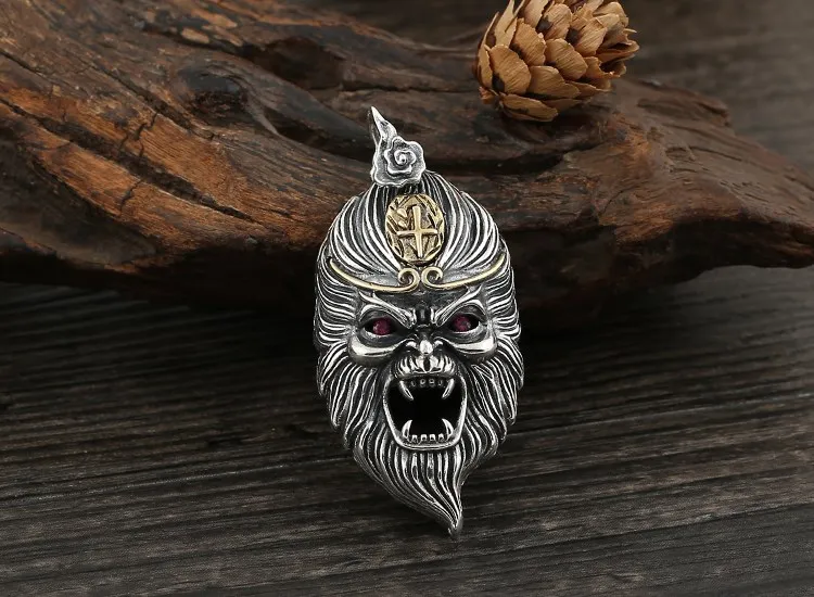 Sterling silver domineering Sun Wukong men's pendant retro Thai silver S925 Sterling silver Qi Tian Da Sheng Good Evil One Mindf