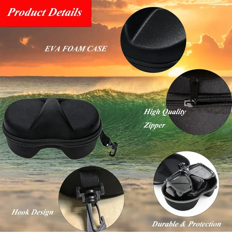 حافظة قناع الغطس، صندوق تخزين نظارات السباحة المحمولة، حافظة نظارات مقاومة للرياح