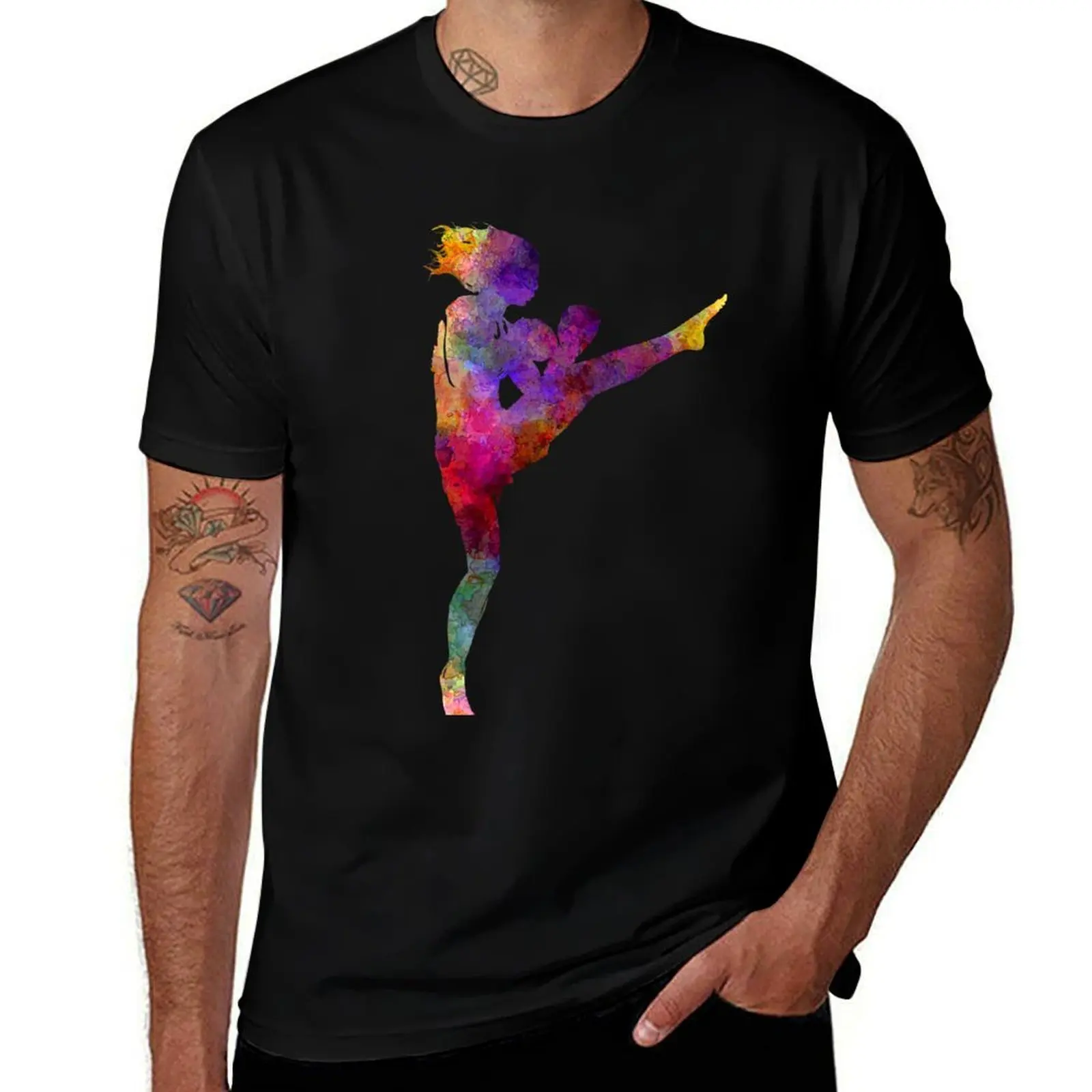 woman boxer boxing kickboxing silhouette isolated 01 T-Shirt Big and Tall Crew Neck Tee T-Shirt