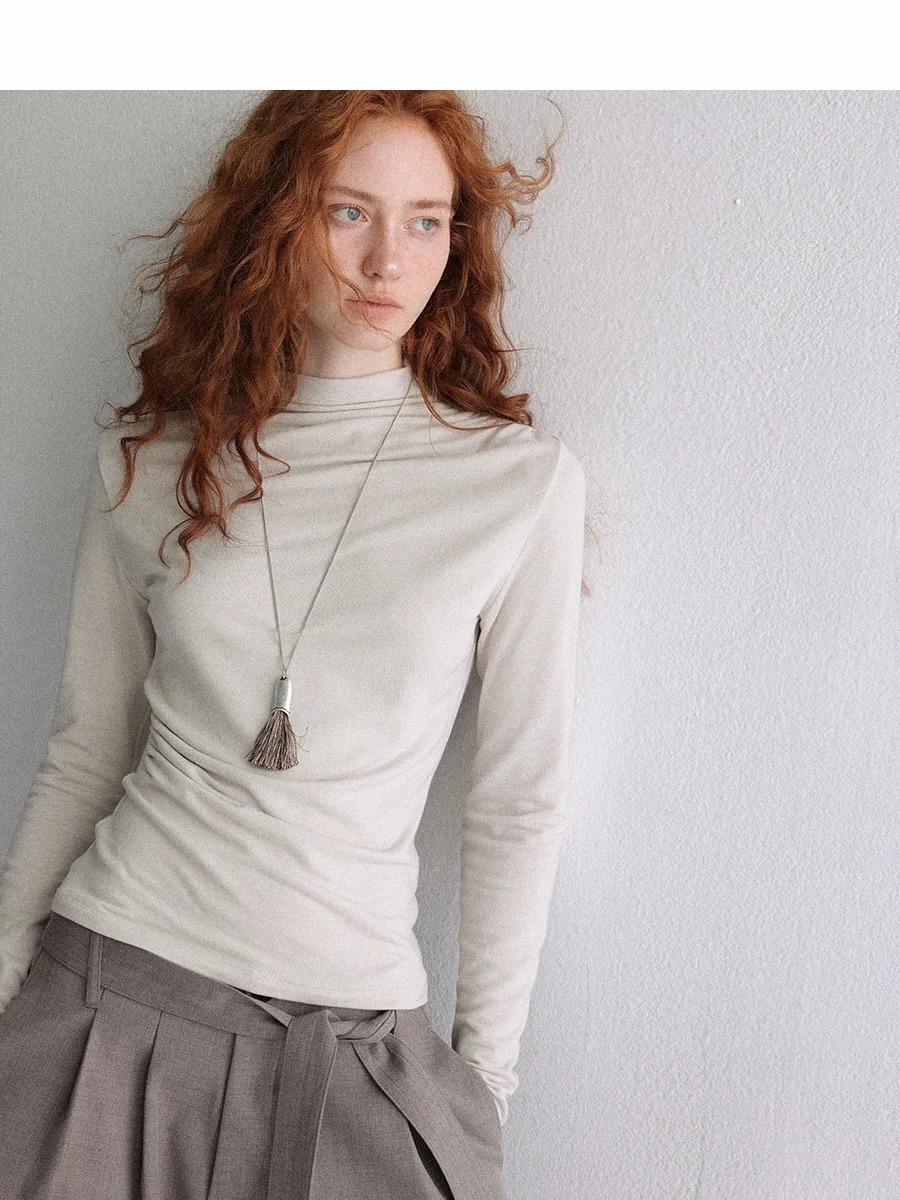 

CHACHASTU Ele mat Long Sve Women's T-irt Autumn Winter Commute Versatile Slimming Base Layer Top