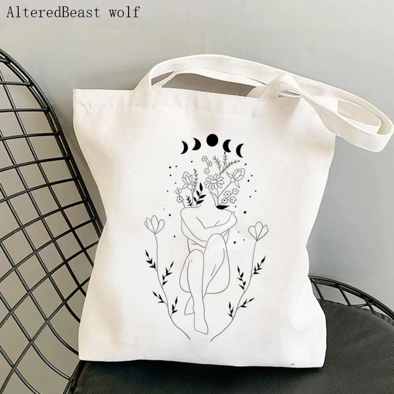 Women Shopper bag Bloom with grace Wildflower Bag Harajuku Shopping Canvas Shopper Bag girl handbag Tote Shoulder Lady Bag