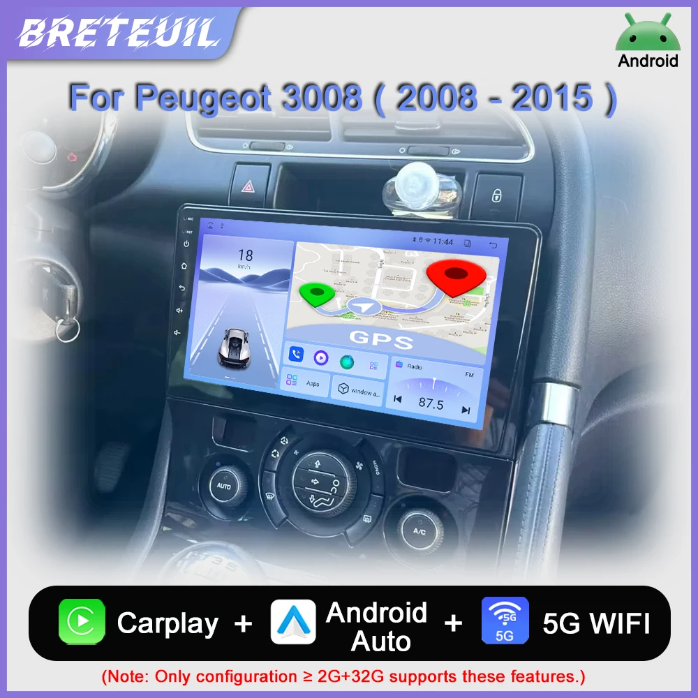 Para Peugeot 3008 2009 2010 2011 2012 2013 2014 2015 Android Car Radio Multimedia Video Player Navegación GPS Carplay Pantalla táctil Auto Estéreo Sistemas inteligentes