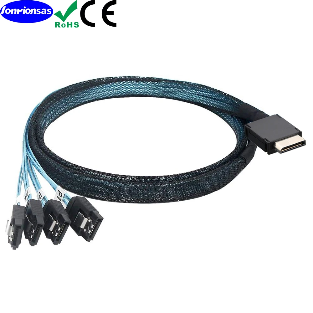 Kabel OcuLink PCIe PCI-Express SFF-8611 4i do 4X SATA 7P Żeński Prosty Kabel Aktywny do Transmisji Danych SSD 0.5m/1.0m — zdjęcie produktu 3