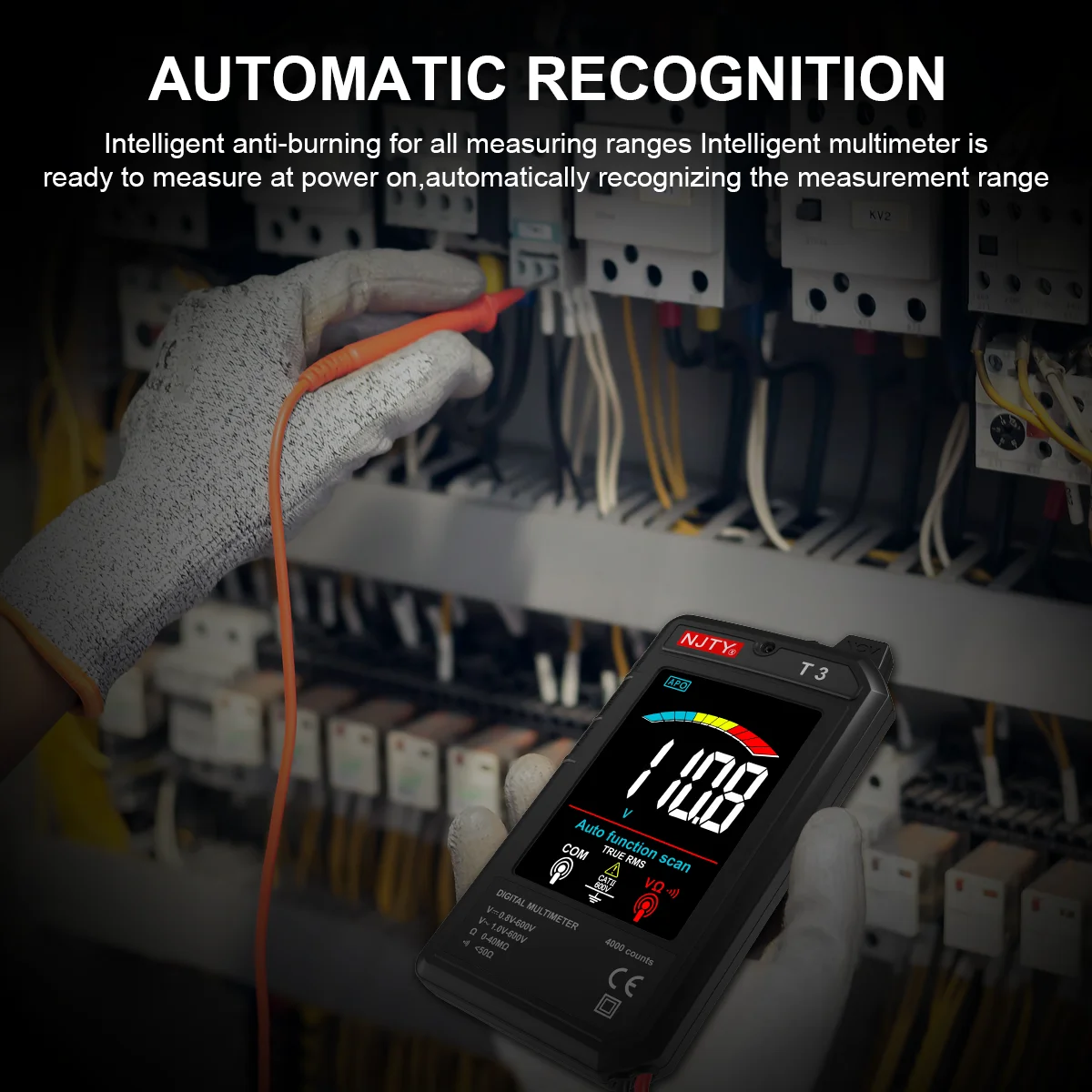 NJTY T3 MINI Smart Digital Multimeter Farbbildschirm USB wiederaufladbar 4000 Zählungen automatische Bereichswahl Spannungswiderstand NCV Live Wire – Detail 9
