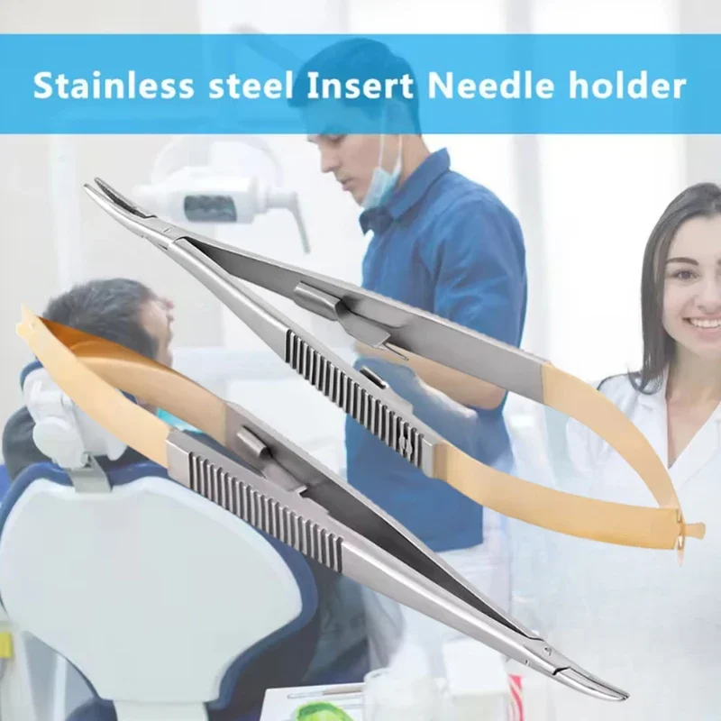 

1PC 14cm/16cm Castroviejo Needle Holders Dental Orthodontic Implant Dentist Tool Straight/Curved Forceps Tweezer Microsurgery