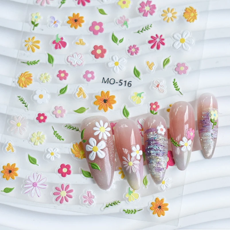 5d تنقش مسمار ملصقات فنية الربيع الملونة بتلات صغيرة ديزي الزهور ملصقات ل رسومات أظافر مانيكير نصائح الزينة