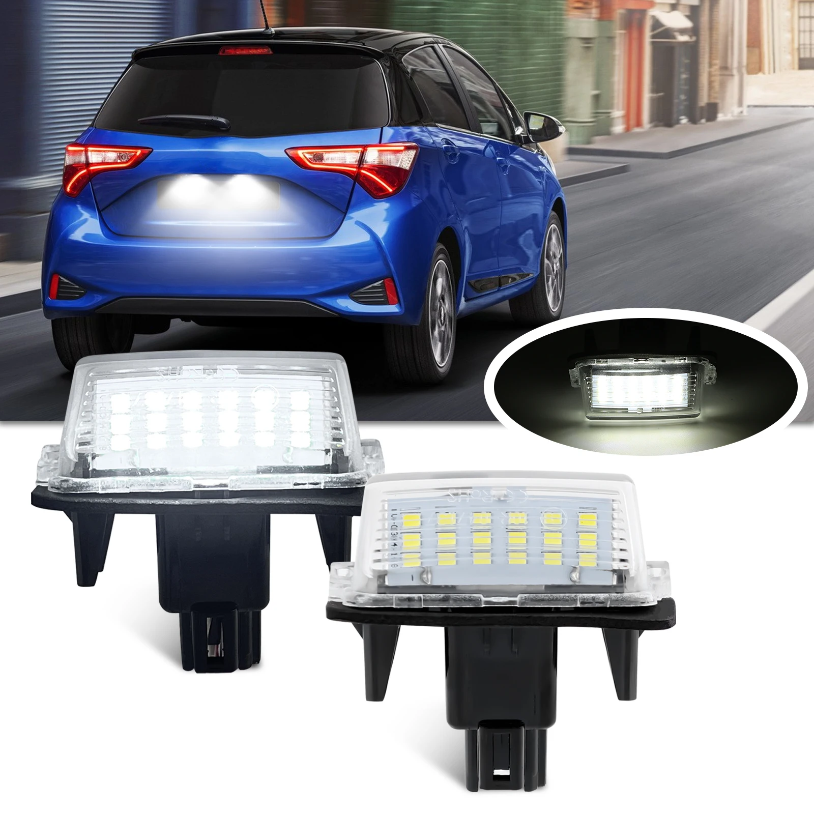 

Led License Number Plate Light Assembly 2pcs LED White Light For Toyota Camry Highlander Avalon Prius C Yaris Toyota Accessories