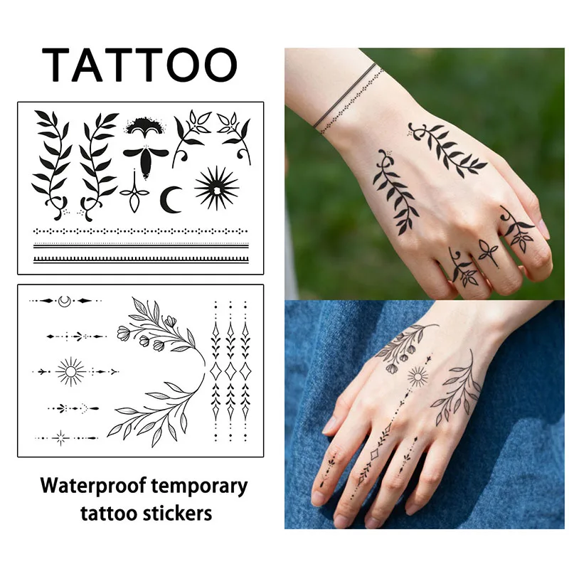 Fresh and Elegant Temporary Tattoo Sticker, Long-lasting and Waterproof, Leaf, Realistic Fake Tattoos for Women, For Arm, Finger