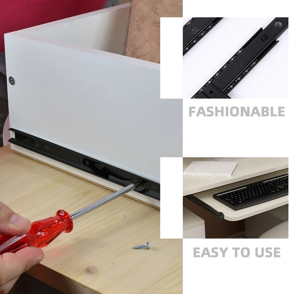 

27 Inch Keyboard Tray Slides Heavy Duty Drawer Runners Full Extension Cabinet Rails Cold Rolled Steel Stable Easy Install Office