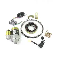 ELECTRIC START CONVERSION KIT FOR 170F 173F 178F 186F 188F 192F GENERATOR DIESEL 5KW STARTER MOTOR FLYWHEEL RING GEAR