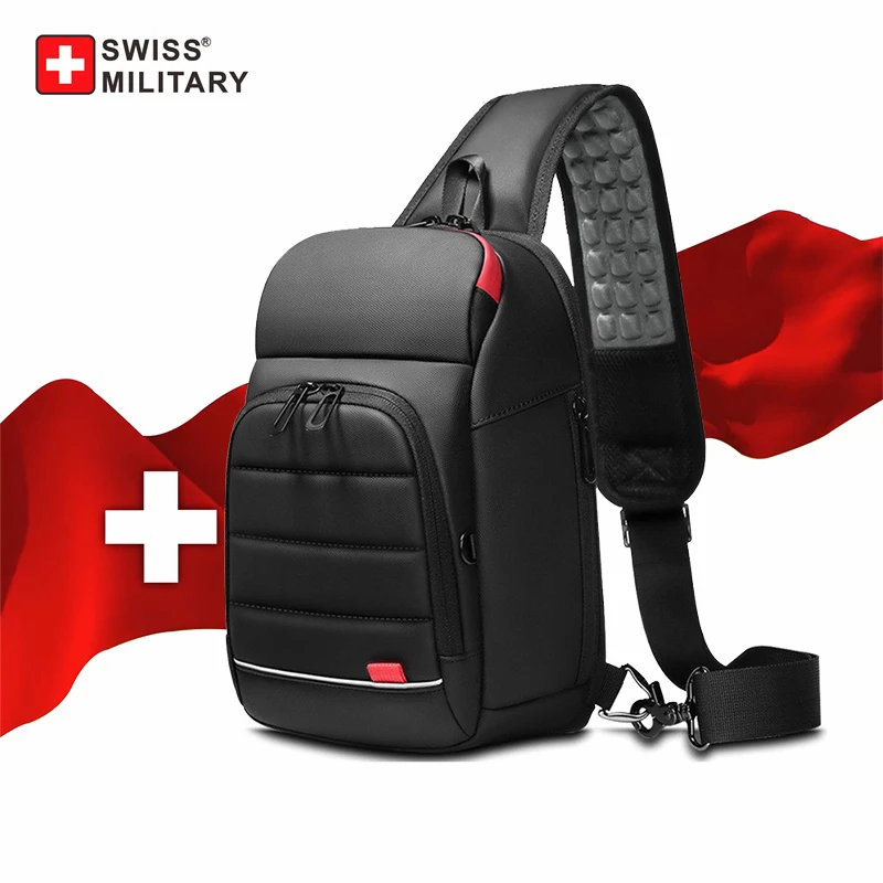 SWISS MILITARY Chest Bag Men's One Shoulder Crossbody Bag Large Capacity Outdoor Sports And Leisure Fashion Small Shoulder Bag